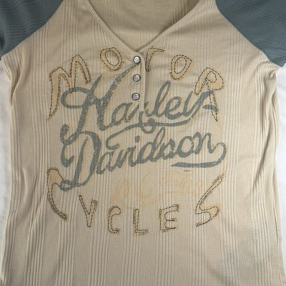 Women’s Harley Davidson Cream & Sage Green Shirt